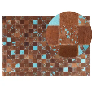 Dywan Patchwork Skórzany 140 X 200 Cm Brązowy Aliaga - Dywany - miniaturka - grafika 1