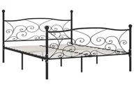 Łóżka - Czarne metalowe łóżko ze zdobieniami 200x200 cm H4-A46 - miniaturka - grafika 1