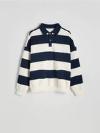Bluzy męskie - Reserved - Bluza oversize w paski - granatowy - miniaturka - grafika 1