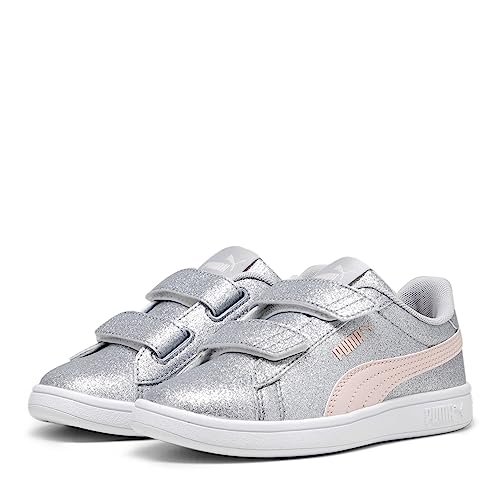 PUMA Damskie trampki Smash 3,0 L Glitter Velcro V Ps, Lodowaty szary mroźny różowy, 13 UK Child