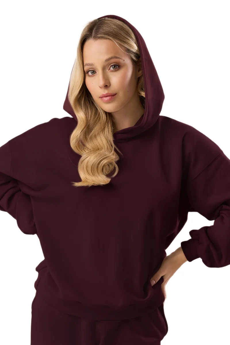 Bawełniana bluza dresowa z kapturem Babell kod 3010 bordowa XS