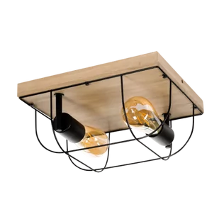 Britop LAMPA sufitowa NETUNO 92042274 drewniana OPRAWA druciana drewno czarna - Lampy sufitowe - miniaturka - grafika 1