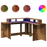 Biurka - vidaXL Biurko z podświetleniem LED, stare drewno, 152x152x91 cm - miniaturka - grafika 1