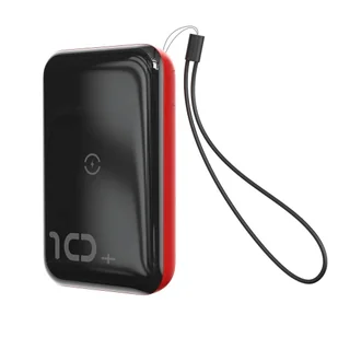 Baseus Mini S power bank 10000mAh 18W bezprzewodowa ładowarka Qi 10W USB / USB Typ C PowerDelivery QC3.0 czerwony (PPXFF10W-19) - Ładowarki do telefonów - miniaturka - grafika 1