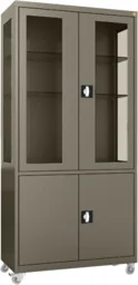 MDBW/2k.7032 mobilna szafa lekarska 2-skrzydłowa 2-komorowa szara na kołach - Meble i wyposażenie gabinetów medycznych - miniaturka - grafika 1