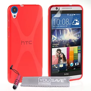 HTC Yousave Accessories Silikon X-Line Schutzhülle mit Mini Eingabestift für Desire 820 - Rot - Etui i futerały do telefonów - miniaturka - grafika 1
