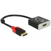Adaptery i przejściówki - Delock Adapter DISPLAYPORT(M) 1.4 -> HDMI(F) 4K 60Hz NA KABLU 20 cm Aktywny czarny na kablu 65207 - miniaturka - grafika 1