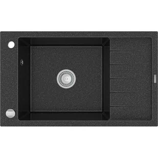 Mexen Elias zlewozmywak granitowy 1-komorowy z krótkim ociekaczem 795 x 480 mm, czarny nakrapiany - 6511791005-76 - Zlewozmywaki - miniaturka - grafika 1