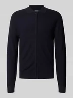 Swetry męskie - Kurtka o kroju slim fit z dzianiny z mieszanki wiskozy z wykładanym kołnierzem - miniaturka - grafika 1