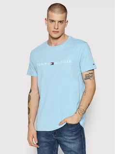 Koszulki męskie - Tommy Hilfiger T-Shirt Cn SS Logo UM0UM01434 Niebieski Regular Fit - grafika 1