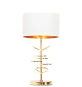 Lampy stojące - Lumina Deco MILARI elegancka lampa nocna złota z białym abażurem styl glamour - miniaturka - grafika 1