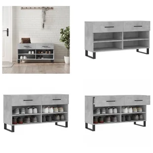 vidaXL Ławka na buty betonowa szara 102x35x55 cm materiał drewnopochodny - Ławka na buty - Ławka na buty - Ławka z miejscem do przechowywania - Stojak na buty - Szafki na buty - miniaturka - grafika 1