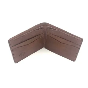 Ciemno-brązowy portfel skórzany ręcznie uszyty na karty. - Portfele - miniaturka - grafika 1