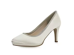Rainbow Club Buty ślubne Yanna - damskie czółenka wyściełane, brokatowe, kość słoniowa/kremowe/białe, satyna, ko?? s?oniowa kremowy, 38 EU - Czółenka - miniaturka - grafika 1