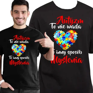 KOSZULKA MĘSKA AUTYZM TO NIE WADA DZIEŃ AUTYZMU AUTISM S 3467 CZARNA - Koszulki męskie - miniaturka - grafika 1