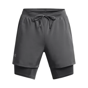 Męskie Spodenki UNDER ARMOUR UA LAUNCH 5'' 2-IN-1 SHORTS 1382640-025 – Szary - Spodenki męskie - miniaturka - grafika 1