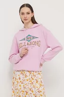 Bluzy damskie - Billabong bluza damska kolor różowy z kapturem z nadrukiem - miniaturka - grafika 1