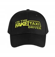 Czapki i chusty sportowe męskie - Czapka z daszkiem I'm The Fake Taxi Driver Czarna Śmieszny Prezent Y2K - miniaturka - grafika 1