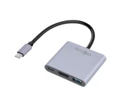 Złącza, przejściówki, adaptery - Reinston EDV015 USB-C do HDMI 4K@30Hz + USB-A + PD 100W - miniaturka - grafika 1