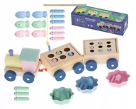 Łamigłówki - Sorter Drewniany Pociąg Rybki Wędka Gry Montessori - miniaturka - grafika 1