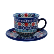 Filiżanki - Ceramiczna filiżanka ze spodkiem Ceramika Bolesławiec - miniaturka - grafika 1