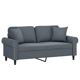 2-osobowa sofa z poduszkami, ciemnoszara, 140 cm, aksamit Lumarko! - Sofy i kanapy - miniaturka - grafika 4