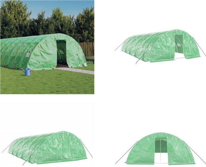 vidaXL Szklarnia z ramą stalową zielona 50 m² 10x5x2,3 m - Szklarnia - Szklarnie - Tunel foliowy - Szklarnia wolnostojąca