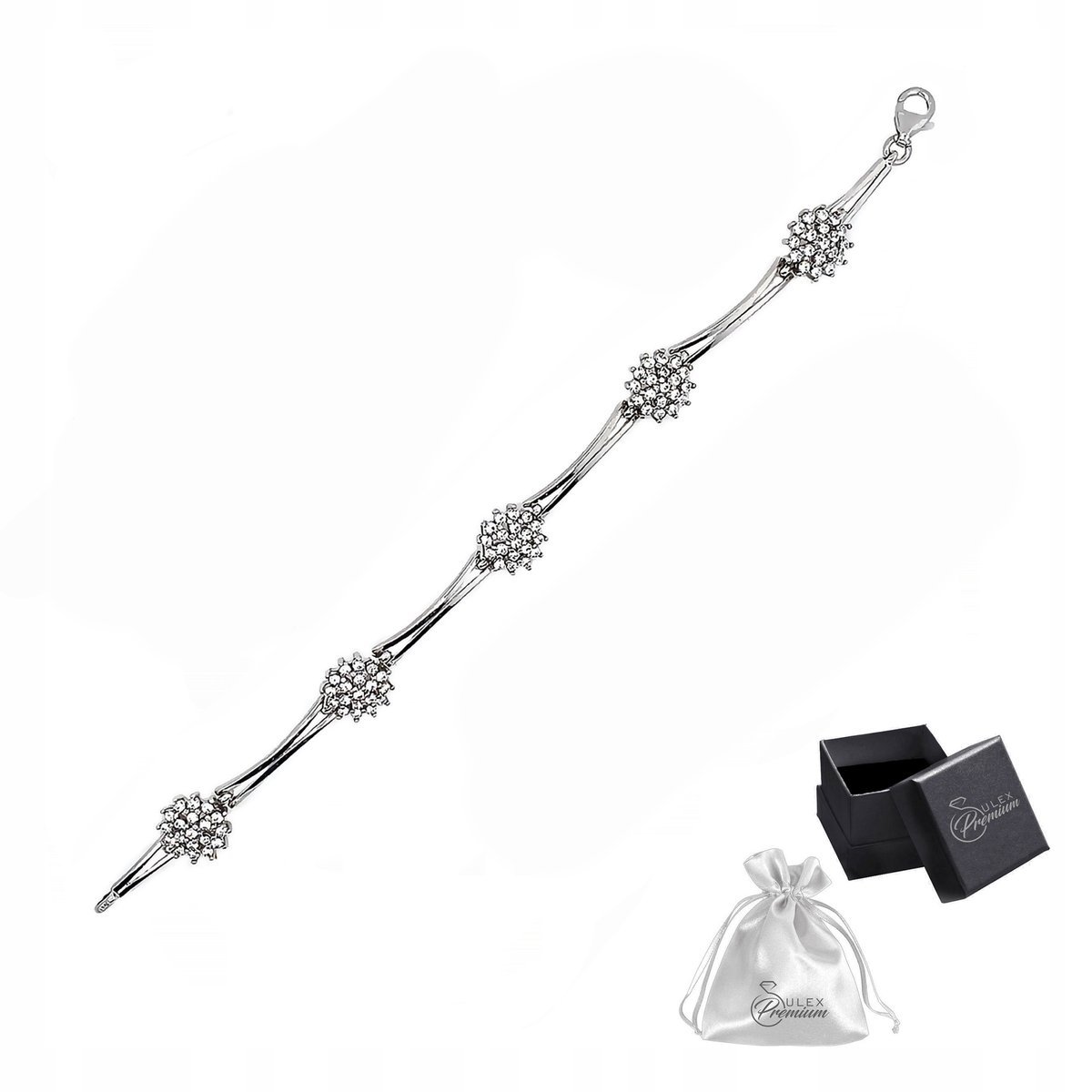 Bransoletka Srebrna pr. 925 Elegancka Rodowana z Motyw Kwiatu z Cyrkoniami