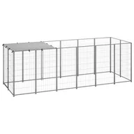 Budy dla psów - shumee Kojec dla psa srebrny 330x110x110 cm stalowy - miniaturka - grafika 1