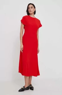 Sukienki - Tommy Hilfiger sukienka kolor czerwony maxi rozkloszowana - grafika 1