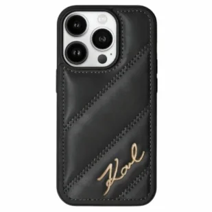 Etui Karl Lagerfeld Diagonal Quilted Script na iPhone 13 - czarne - Etui i futerały do telefonów - miniaturka - grafika 1