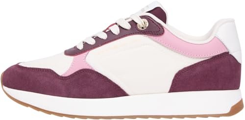 Tommy Hilfiger Kobiety Mix Material Runner FW0FW08950 Low Top, Beżowy (Soft Cream), 41, Beżowy miękki kremowy, 41 EU