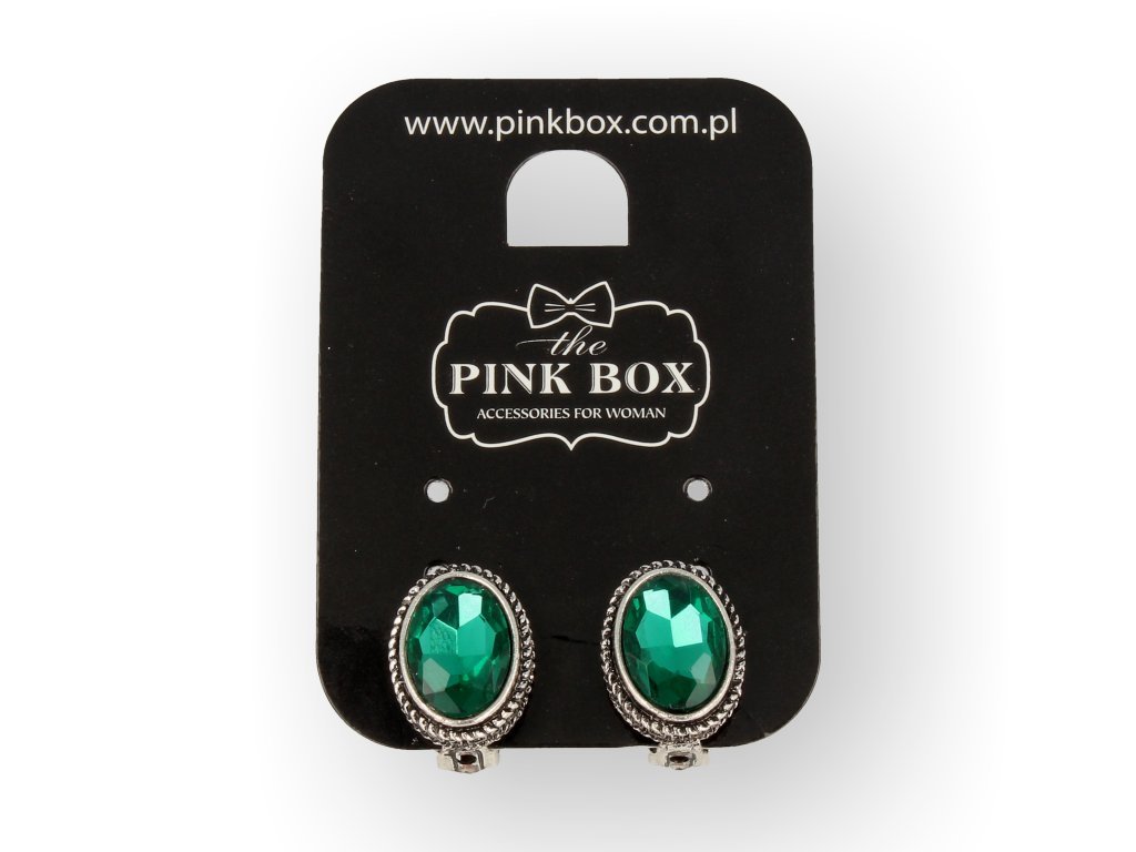 Klipsy do uszu w stylu Vintage, zielone w srebrnej oprawie