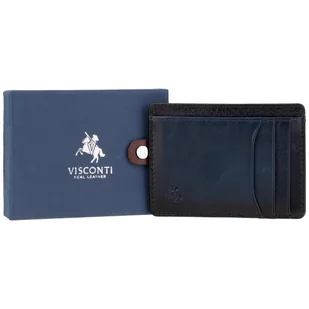 Etui na Karty Przypalana Skóra Visconti AT-67 RFID - granatowy - Etui na dokumenty i karty - miniaturka - grafika 1