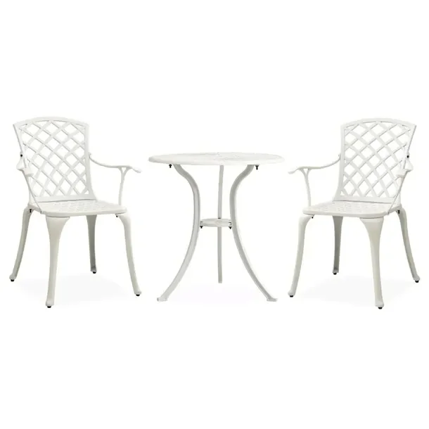 Zestaw Bistro z Odlewanego Aluminium Biały 61x60x93 cm, Stół 62x65 cm