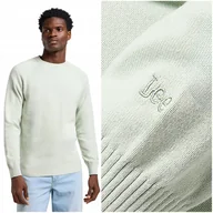 Swetry męskie - Lee CLEAN RAGLAN SWEATER Soft Sage dopasowany pastelowy bawełniany sweter M - miniaturka - grafika 1