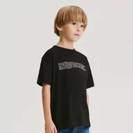 Koszulki dla chłopców - Reserved - Bawełniany t-shirt z napisami - Czarny - miniaturka - grafika 1