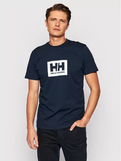 Koszulki męskie - Helly Hansen T-Shirt Box 53285 Granatowy Regular Fit Granatowy - grafika 1