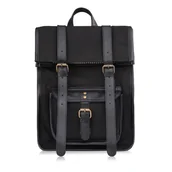 Plecaki - PLECACZEK DAMSKI RETRO VINTAGE MIEJSKI BAWEŁNIANY CANVAS SKÓRA SYNTETYCZNA PAOLO PERUZZI E-33-BL - miniaturka - grafika 1