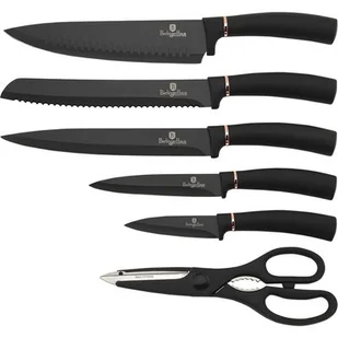Berlingerhaus Zestaw noży w bloku 7 elementów Black Rose BH-2481 Czarny BH-2481 - Noże kuchenne - miniaturka - grafika 1