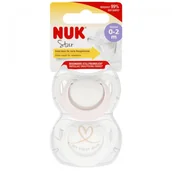 Smoczki uspokajające - NUK Smoczek uspokajający silikonowy 0-2m Star różowy - miniaturka - grafika 1