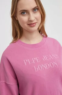 Pepe Jeans bluza damska kolor różowy z aplikacją - Bluzy damskie - miniaturka - grafika 1