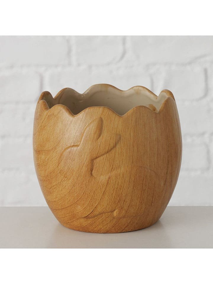 Boltze Osłonka w kolorze jasnobrązowym na doniczkę - wys. 11 x Ø 12,51 cm