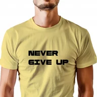 Koszulki męskie - T-Shirt z napisem "Never Give Up" Bawełna XL - miniaturka - grafika 1