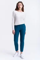 Spodnie damskie - Bawełniane spodnie w ciemnym odcieniu turkusu - Greenpoint - miniaturka - grafika 1