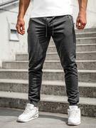 Spodnie sportowe męskie - Grafitowe spodnie męskie joggery dresowe Denley JX5003A - miniaturka - grafika 1