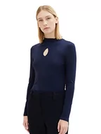 Koszule damskie - Damska koszula z długimi rękawami i wycięciami TOM TAILOR, 10668-niebieski kapitan nieba, S - miniaturka - grafika 1