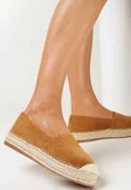 Espadryle damskie - Ciemnobeżowe Espadryle Thaxie - miniaturka - grafika 1