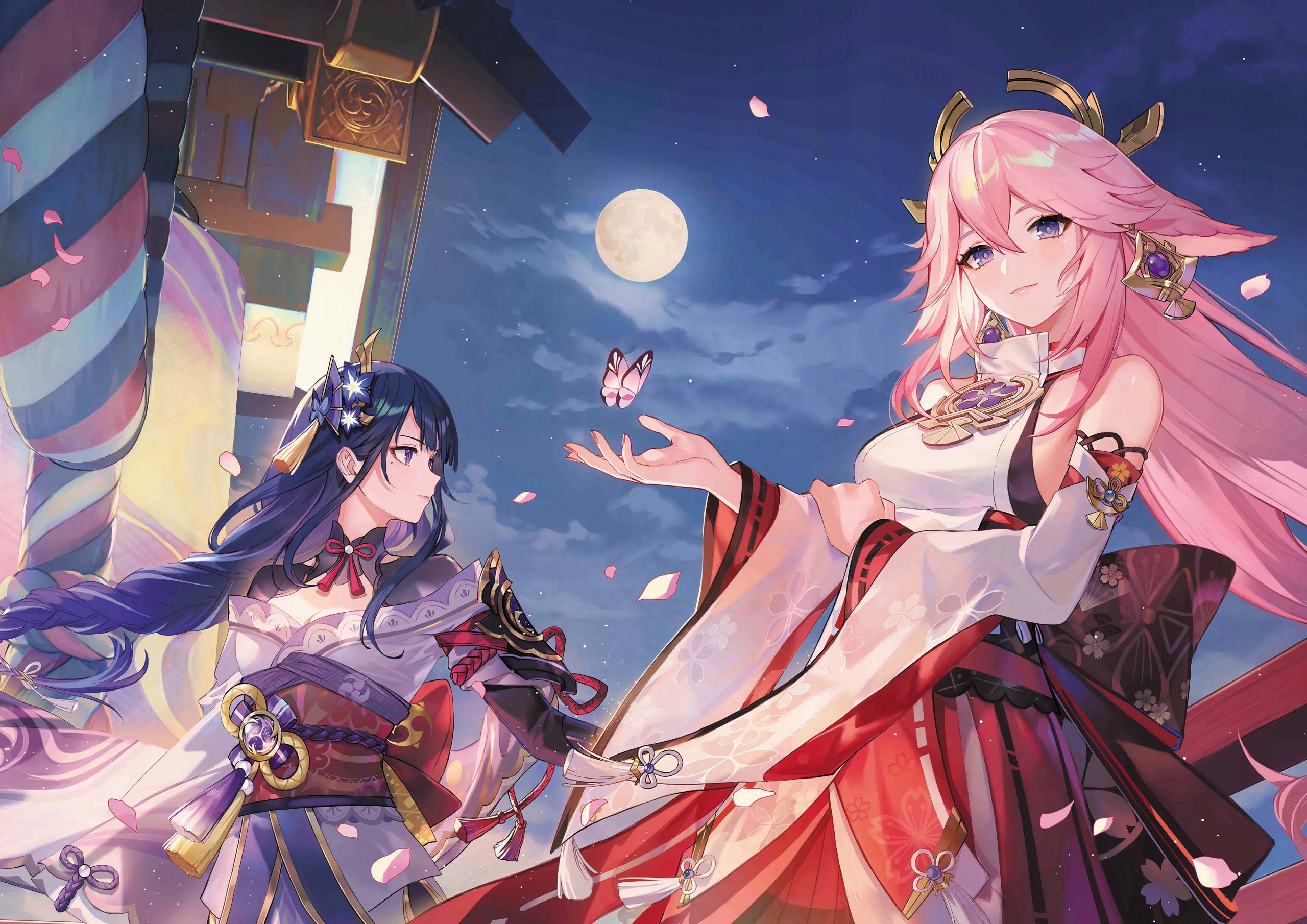 Plakat A3 Genshin Impact Anime Gra Yae Miko Raiden Shogun