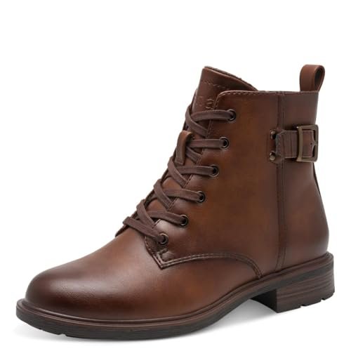 Jana Damskie buty Lace Boot Flat wegańskie modne kozaki, koniak, 37 EU, koniak, 37 EU